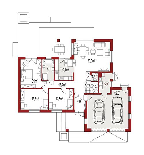 Rzut parteru POW. 0,0 m²
