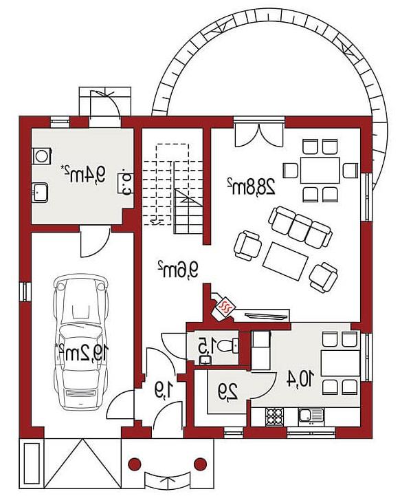 Rzut parteru lustro POW. 0,0 m²