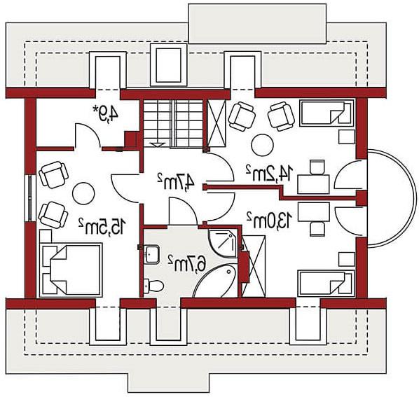 Rzut poddasza lustro POW. 0,0 m²