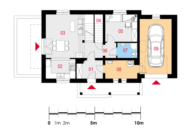 Rzut parteru POW. 84,9 m²