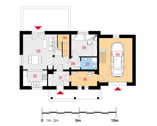 Rzut parteru POW. 89,3 m²