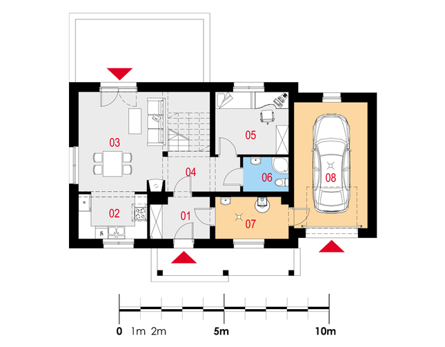 Rzut parteru POW. 81,5 m²