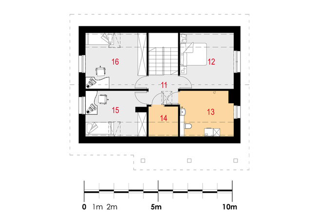 Rzut poddasza POW. 62,5 m²