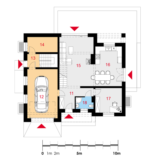 Rzut parteru POW. 107,4 m²