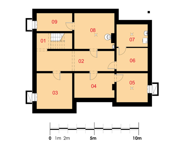 Rzut piwnicy POW. 105,2 m²
