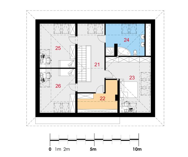 Rzut poddasza POW. 108,0 m²
