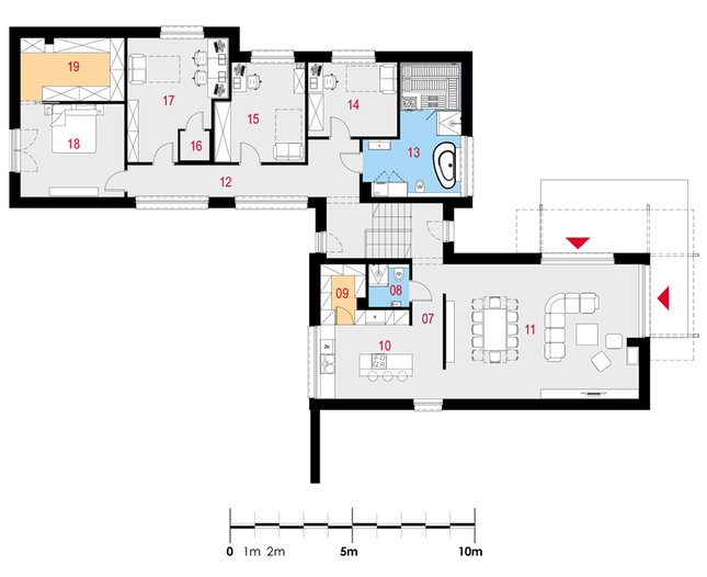 Rzut piętra POW. 117,0 m²