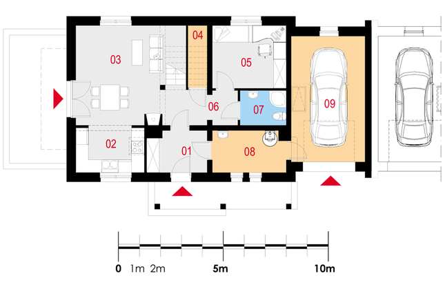 Rzut parteru POW. 84,9 m²