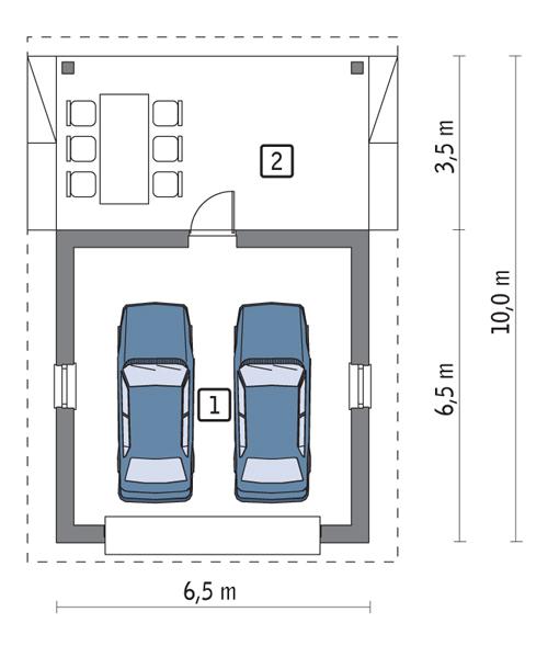 Rzut parteru POW. 56,1 m²