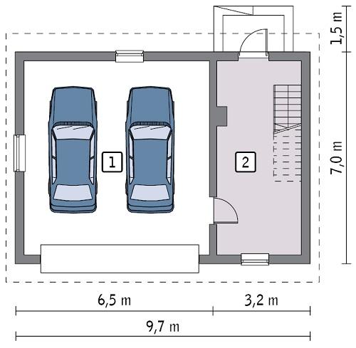 Rzut parteru POW. 55,3 m²