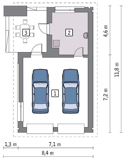 Rzut parteru POW. 51,6 m²