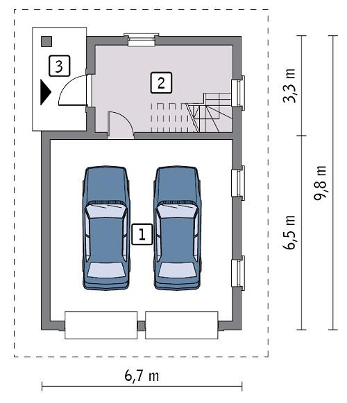 Rzut parteru POW. 55,5 m²