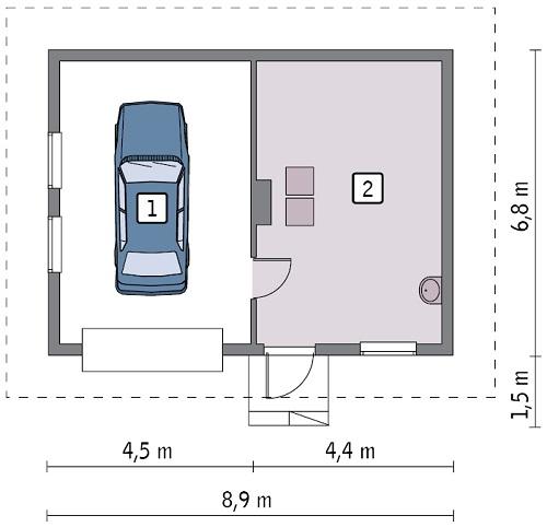 Rzut parteru POW. 47,2 m²