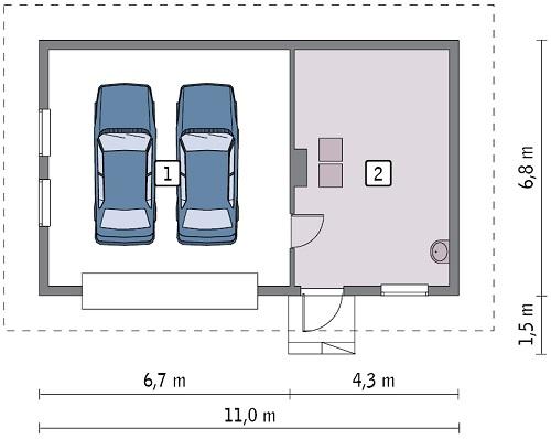 Rzut parteru POW. 59,9 m²