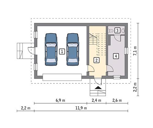 Rzut parteru POW. 66,0 m²