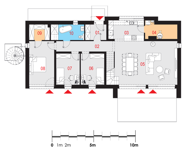 Rzut parteru lustro POW. 123,6 m²