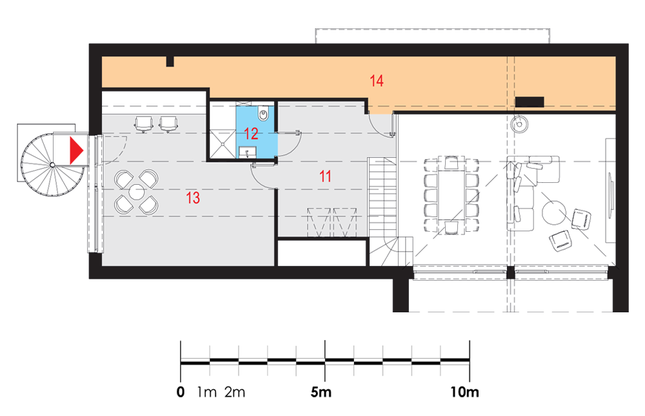 Rzut poddasza lustro POW. 74,7 m²