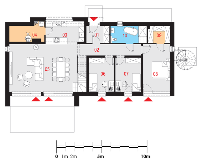 Rzut parteru POW. 123,6 m²