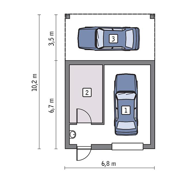 Rzut parteru lustro POW. 59,4 m²