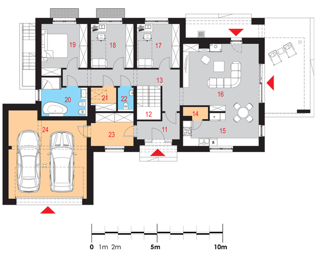 Rzut parteru lustro POW. 155,1 m²