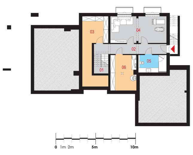 Rzut piwnicy POW. 77,1 m²