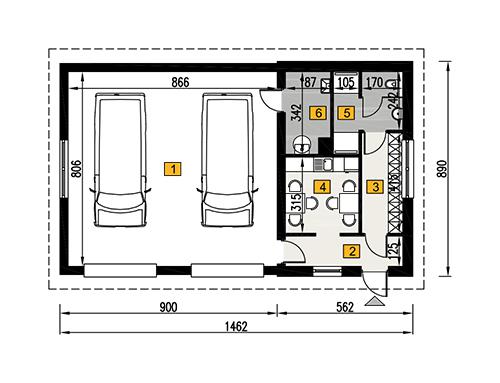 Rzut parteru POW. 105,0 m²