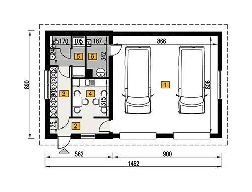 Rzut parteru lustro POW. 105,0 m²