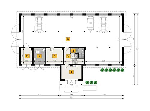 Rzut parteru POW. 307,7 m²
