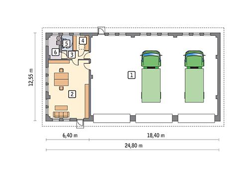 Rzut parteru lustro POW. 270,0 m²
