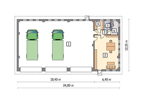 Rzut parteru POW. 270,0 m²