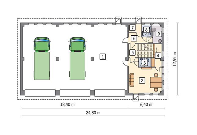 Rzut parteru POW. 263,7 m²