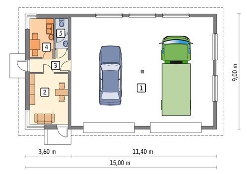 Rzut parteru POW. 113,8 m²
