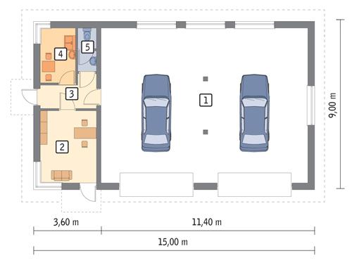 Rzut parteru POW. 113,7 m²