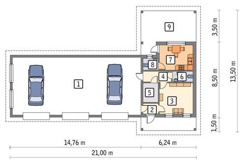 Rzut parteru POW. 155,5 m²