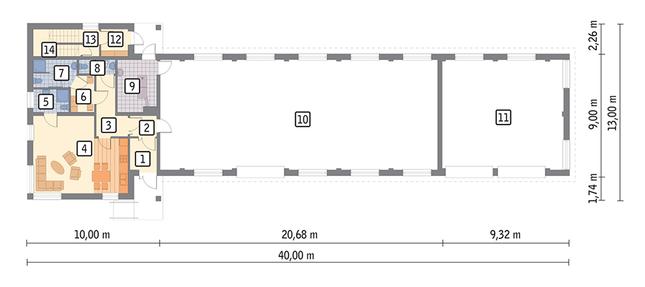Rzut parteru POW. 328,7 m²