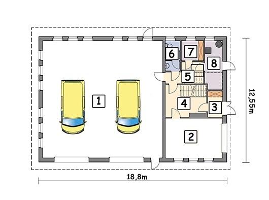 Rzut parteru POW. 203,7 m²
