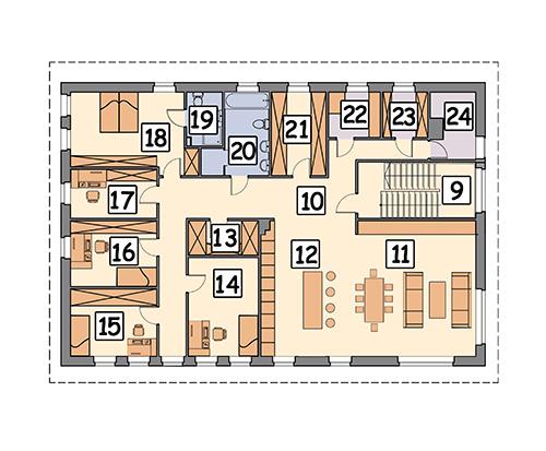 Rzut piętra POW. 196,1 m²