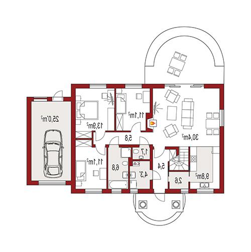 Rzut parteru lustro POW. 0,0 m²