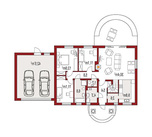 Rzut parteru lustro POW. 0,0 m²