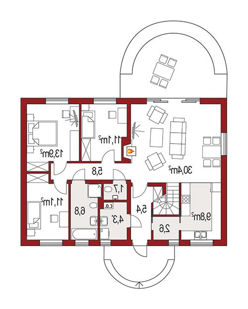 Rzut parteru lustro POW. 0,0 m²