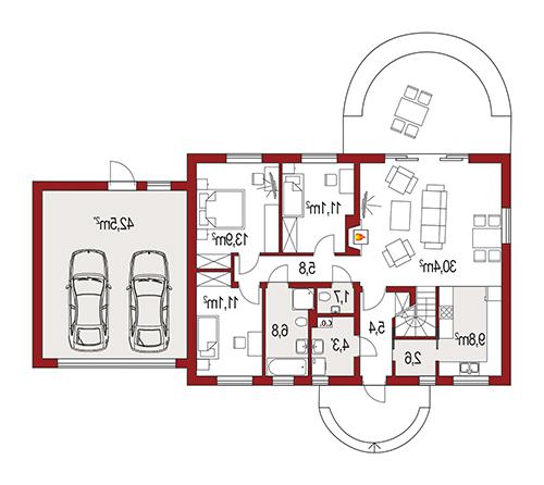 Rzut parteru lustro POW. 0,0 m²