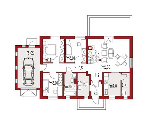 Rzut parteru lustro POW. 0,0 m²