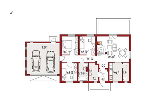 Rzut parteru lustro POW. 0,0 m²