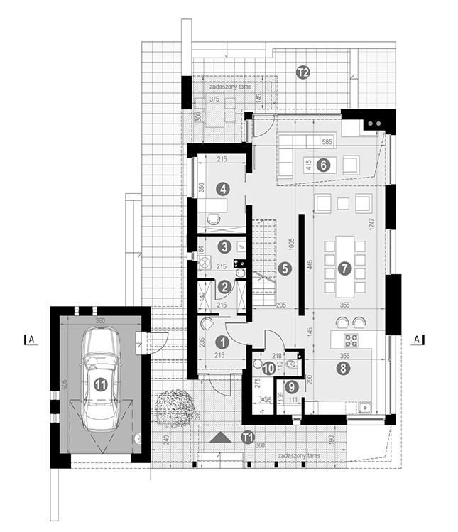 Rzut parteru POW. 114,0 m²