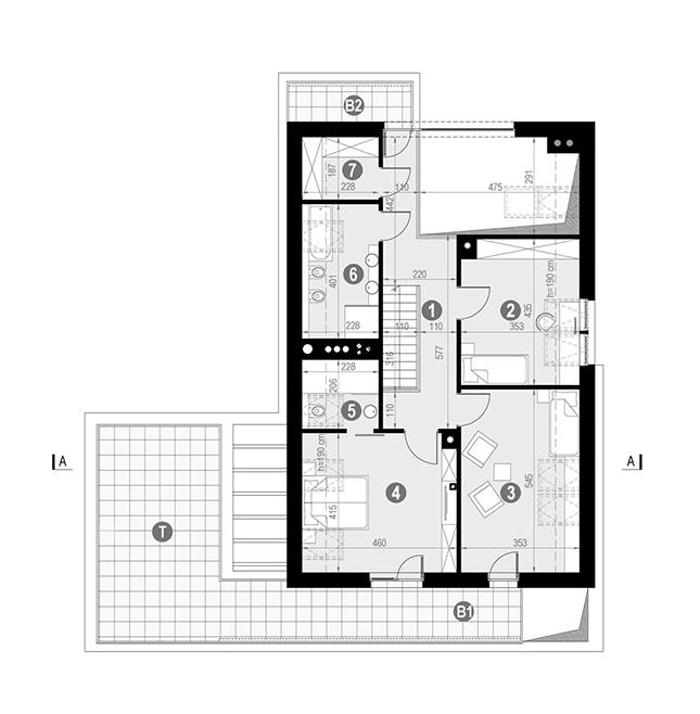 Rzut poddasza POW. 126,8 m²