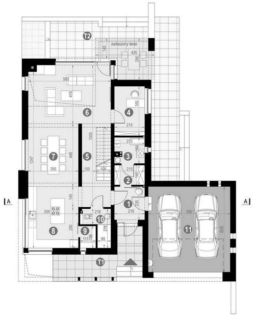 Rzut parteru lustro POW. 125,6 m²