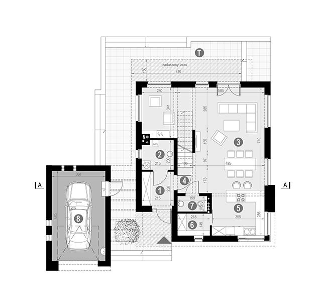 Rzut parteru POW. 95,8 m²
