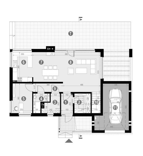 Rzut parteru POW. 106,8 m²