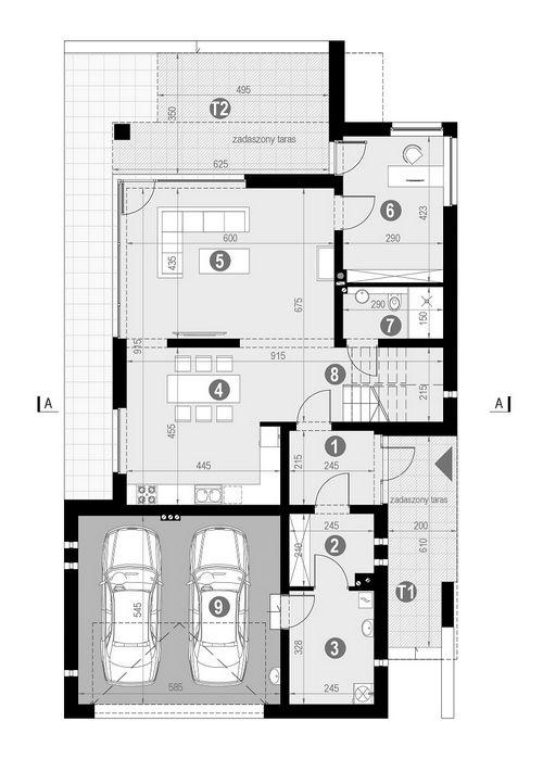 Rzut parteru POW. 120,8 m²