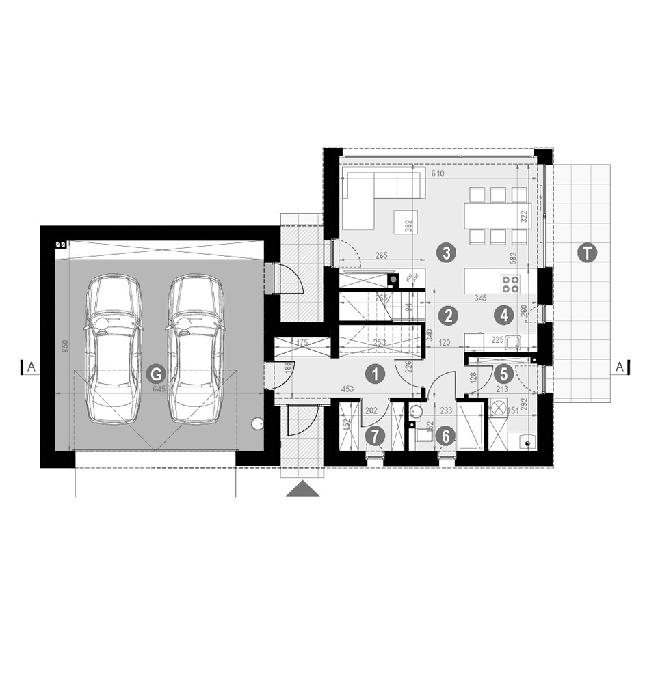 Rzut parteru POW. 79,1 m²